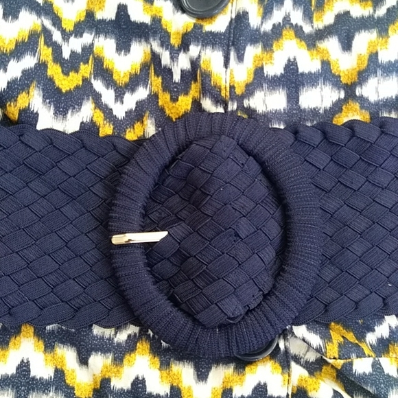 Mlle Gabrielle Collared Button Up Dress PL Navy White Mustard Yellow - Picture 9 of 16